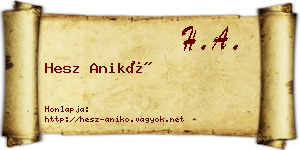Hesz Anikó névjegykártya